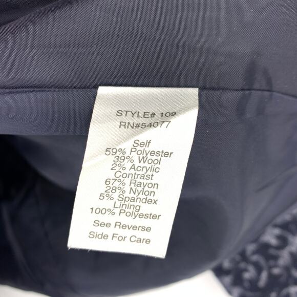 Cabi Jacket Women's Size 4 Brocade Single Button Blazer Navy Blue Jacquard Print - Picture 6 of 6